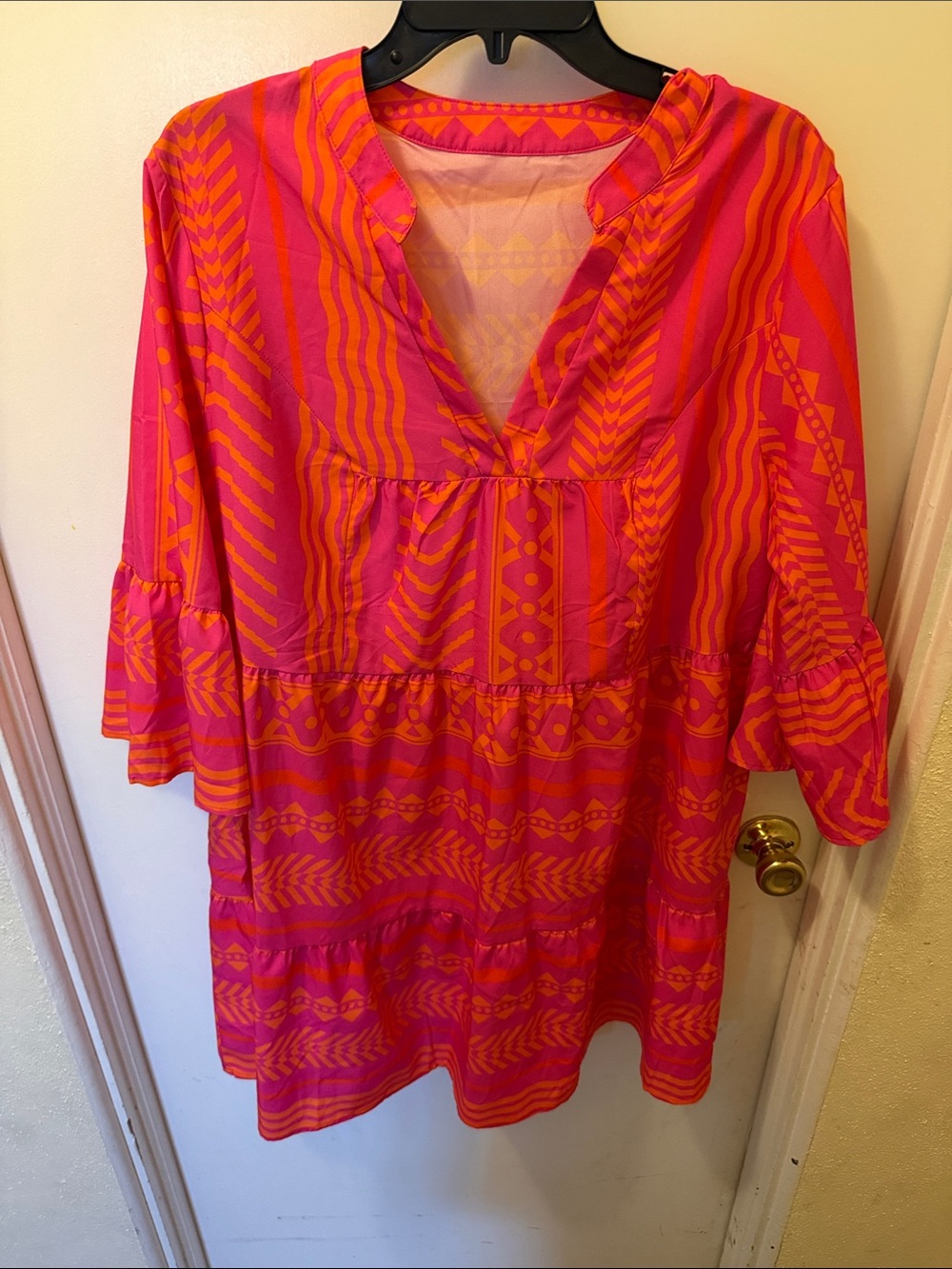 SHEIN Curve Pink and Orange Printed Tunic Dress